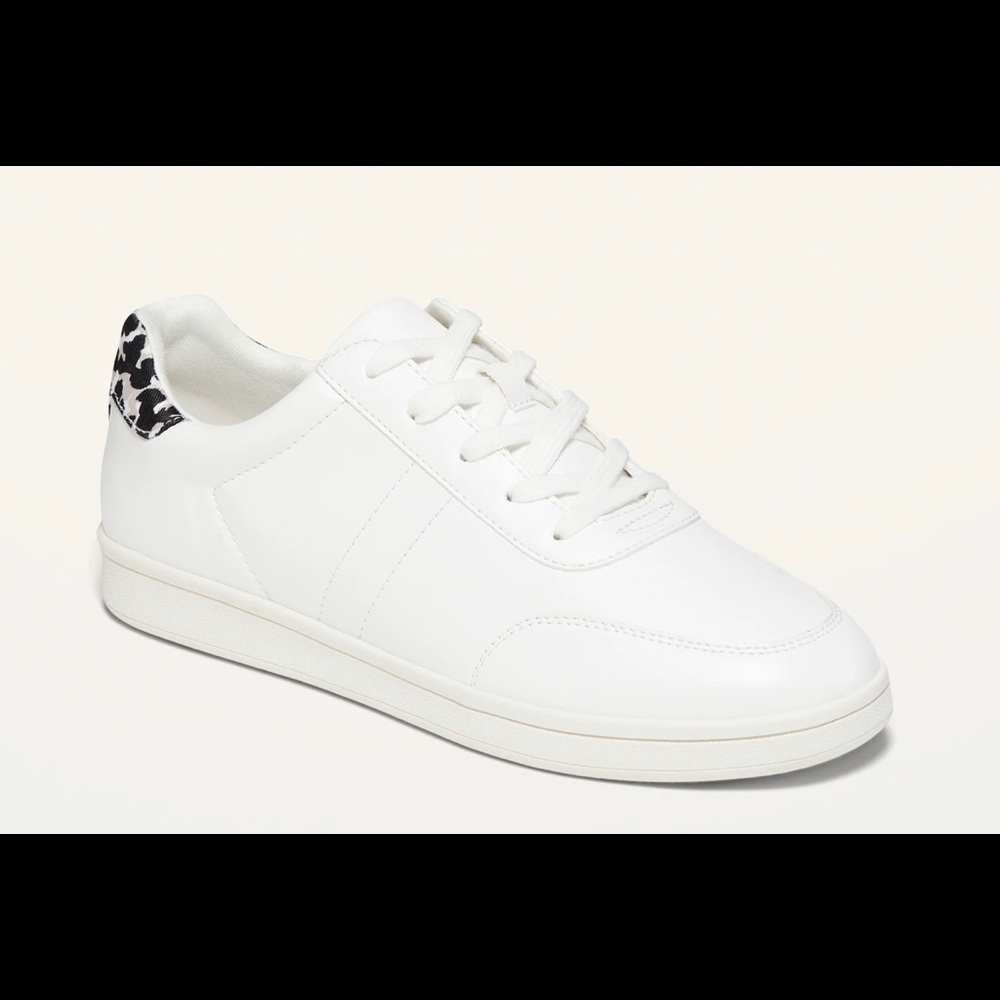 White Old Navy Sneakers with Cheetah Print Detail